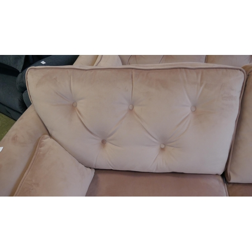 1545 - A pair of pink velvet Hoxton three seater sofas