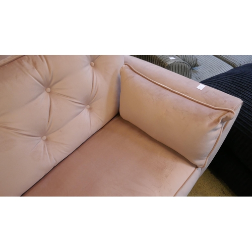 1545 - A pair of pink velvet Hoxton three seater sofas