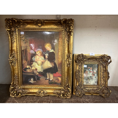 306 - Two 19th Century style oleographs, both framed