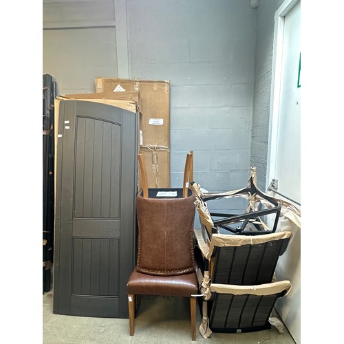 1578 - A Pair of Brown Faux Leather Westbury Scoop Chairs - damaged, shed parts and twp bar stools  (4203-1... 