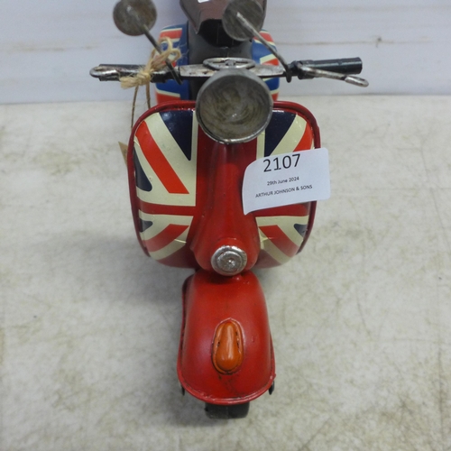 2107 - A tin plate model Vespa style motorbike