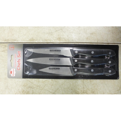 2111 - Piranha peeler set, Dura 3 piece chefs knife set