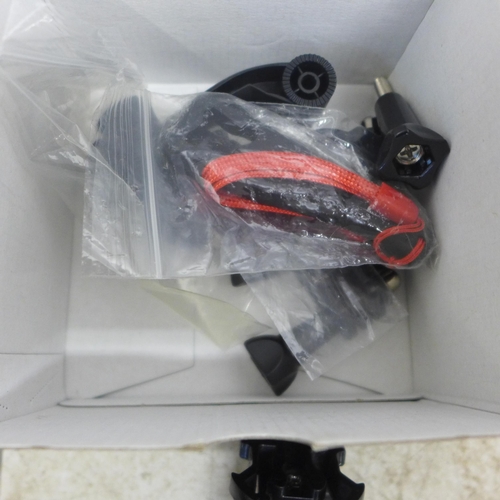 2117 - A Go Pro silver 7 HD Action Camera with harness strap, telescopic mono-pod, shock proof protective c... 