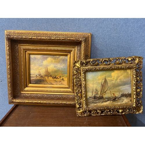 314 - Two marine scene oleographs, both framed