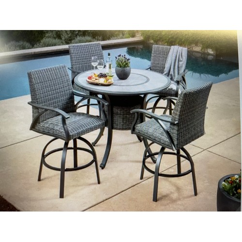 1512 - Sunvilla Indigo 5 piece Woven Bar Height Dining Set, Original RRP £1166.66 + vat - cracked top (4205... 