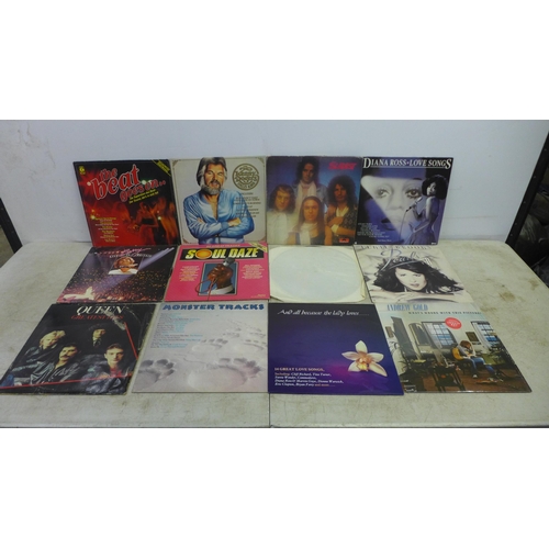 2132 - 4 boxes of assorted vinyl LPs including The Drifters, Queen, Spike, Sladest, Motown etc.