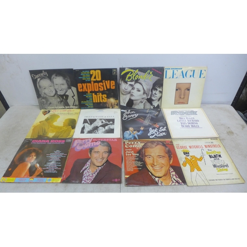 2133 - Two boxes of LPs approx 150in total including Blondie, Diana Ross, ABBA, Carpenters, Neil Diamond, R... 