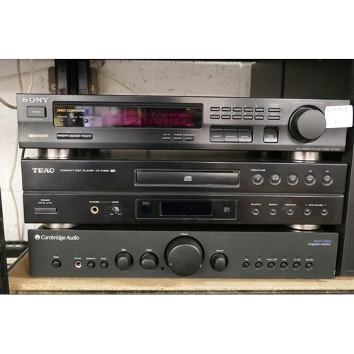 2150 - A mixed lot of hi-fi separates including a Cambridge Audio Azur 340A, TEAC CD-P1260 compact disc pla... 