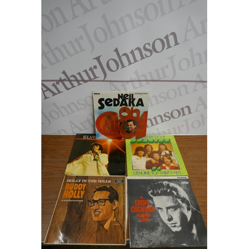 2157 - Approximately 30 1950s/1960s LP records  including Buddy Holly, Elvis, Eddie Cochran, Bill Haley, Jo... 