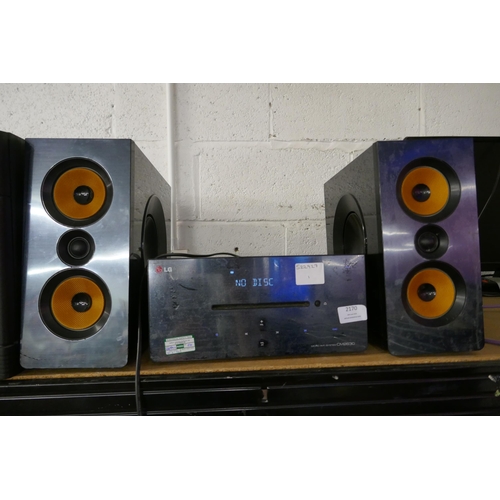 2170 - An LG CM2630 micro hi-fi system with a pair of LG CM2630FH speakers