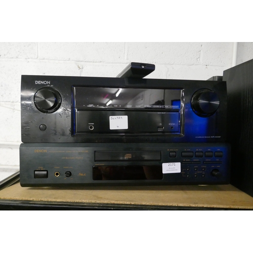 2171 - 2 hi-fi separates including a Denon AVR-X520BT surround sound receiver and a Denon DCD-685 CD player... 