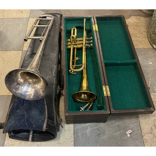 264 - A Service Class Besson & Co. trumpet and a J. Higham silver plated Paragon trombone