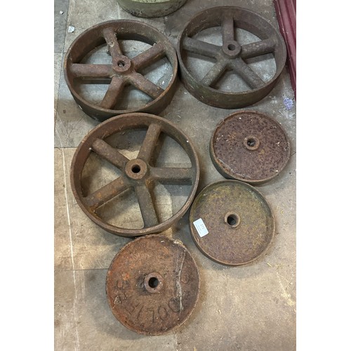 271 - Six small cast iron wheels