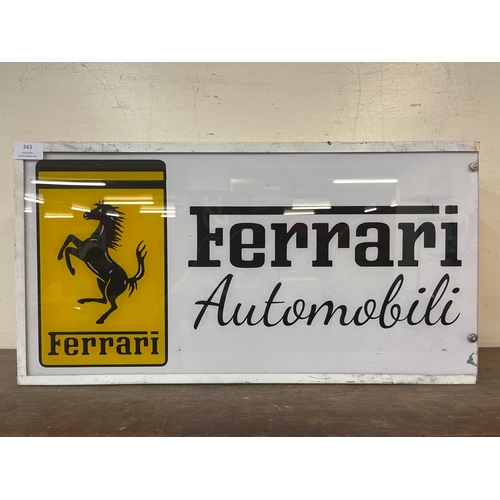 343 - An illuminated perspex Ferrari Automobili sign