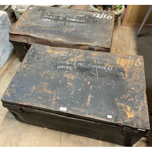 288 - Two metal military trunks