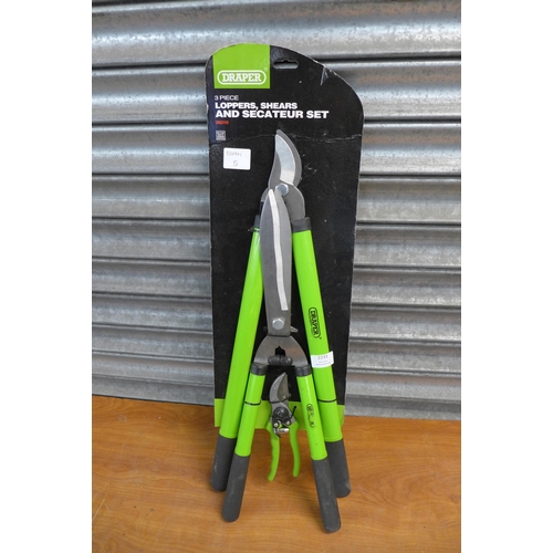 2233 - A Draper 3 piece loppers/shears and secateur set and Draper edging shears