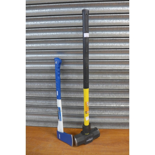 2234 - A Rolson 14lb sledgehammer and Blue Spot 2lb axe