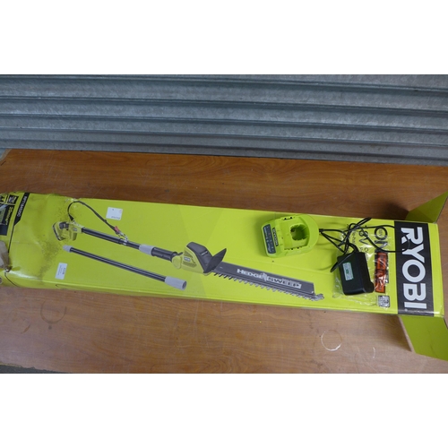 2238 - A Sovereign CDB26A petrol strimmer and a Ryobi RPT184520C long reach cordless hedge cutter, 18V with... 