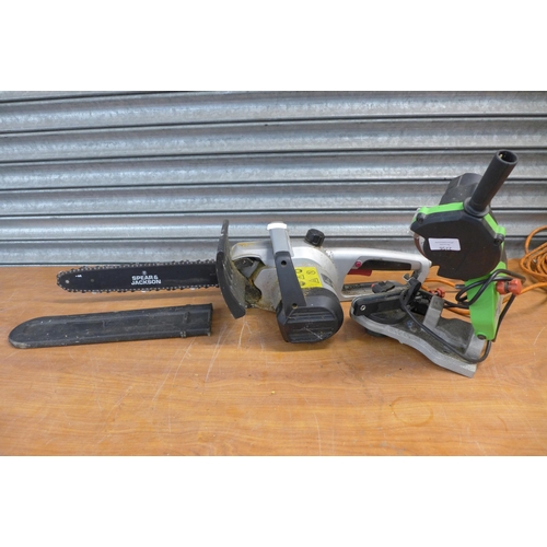 2256 - A Spear and Jackson ARG-6098 electric chainsaw and Florabest FSG 85D1 240V electric sharpener