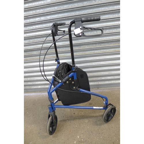 2294 - A 3 wheel mobility walker and a pair of Summit hiking sticks