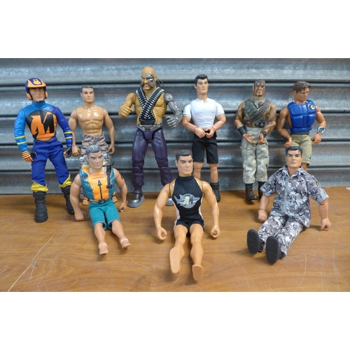 2305 - 11 assorted Action Men dolls and other items