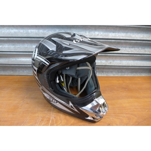 2319 - Three motorcycle helmets including Bell Dot, Viper RS-X88 motorcross helmet, Shoei and a pair of FDL... 