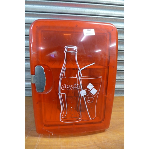 2321 - A Red Coca-Cola branded portable mini fridge DC12V AC230V, hot cool model No NWCZOAC with two vintag... 