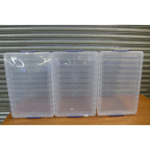 2330 - Three 83ltr Really Useful plastic storage boxes and lids