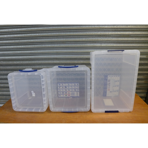 2331 - Three Really Useful plastic storage boxes with lids including 35ltr, 42ltr and 62ltr