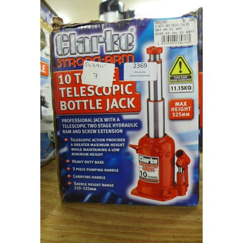 2369 - A Clarke Strong-Arm 10 ton telescopic bottle jack CBTJ10 (8069) - sold as scrap  * This lot is subje... 