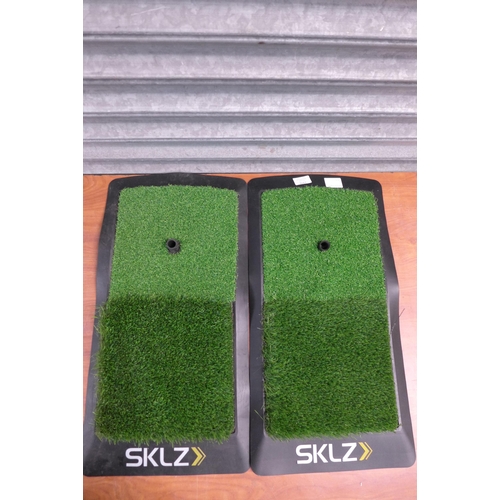 2376 - Two artificial grass golf mats with rubber T's