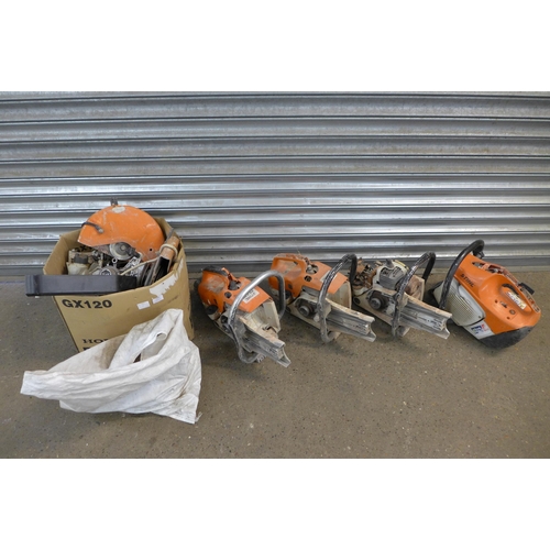 2384 - A quantity of Stihl stone cutter spares and repairs  - 4 bodies and box of parts