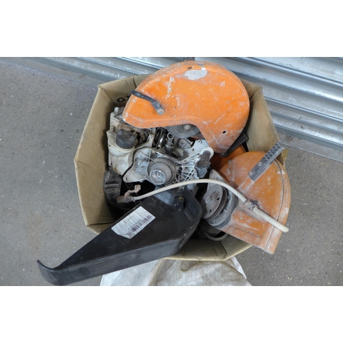 2384 - A quantity of Stihl stone cutter spares and repairs  - 4 bodies and box of parts