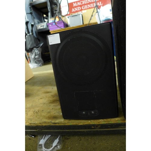 2387 - A Wharfedale Pro-model PT-12 9 OHM Impedance loud speaker and a Numark NPMS stereo speaker