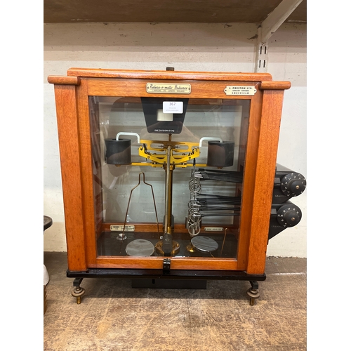 367 - A cased set A.L. Oertling Ltd. Releas-o-matic chemical balance scales