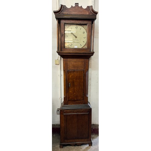 97A - A George III oak 30-hour longcase clock, the painted dial signed, C. Fletcher, Barnsley