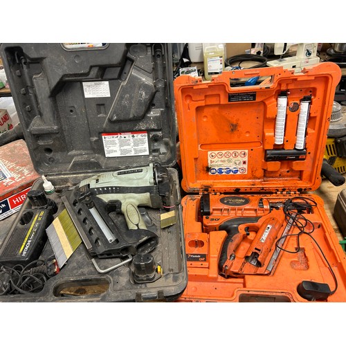 2407 - 2 cased power tools - Hitachi NR90GC2 nail gun and a Paslode Impulse IM350+ nail gun