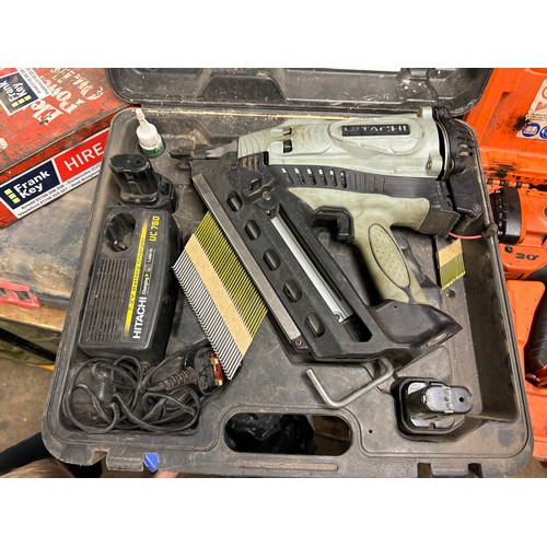 2407 - 2 cased power tools - Hitachi NR90GC2 nail gun and a Paslode Impulse IM350+ nail gun