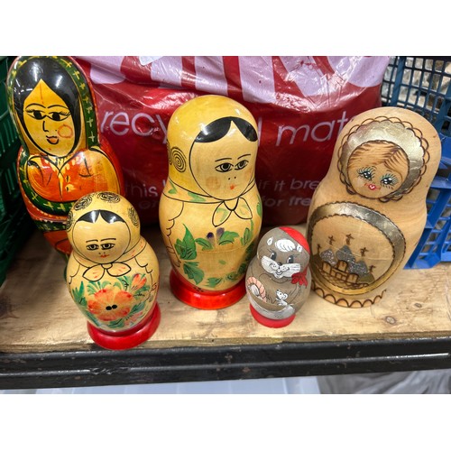 2302A - 6 sets of Russian dolls and 4 novelty tea pots