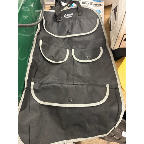 2349A - A Big Mouth inc. Grill Sergeant bbq apron, Toolux Professional tool belt and a Cotton Traders car bo... 