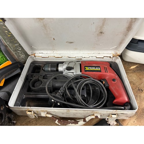 2404 - A McCulloch CS360T petrol driven chainsaw and a Perles SRE5-8135, 240V hammer drill in tool case