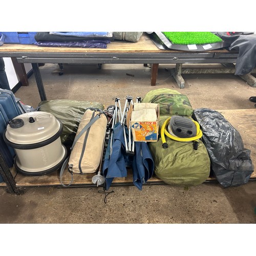 2393 - A large quantity of camping equipment including a Coleman Cedar Creek 5-person tent, ground sheet, a... 