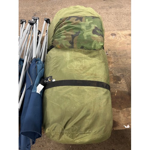 2393 - A large quantity of camping equipment including a Coleman Cedar Creek 5-person tent, ground sheet, a... 