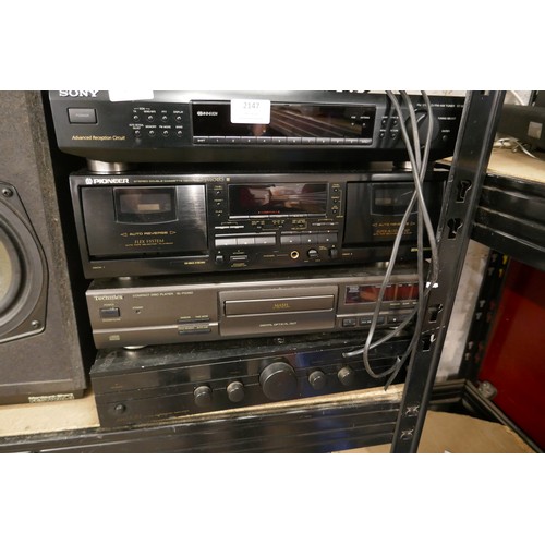 2146 - A mixed lot of hi-fi separates including an  Ariston AX-90 integrated amp, Technics SL-PG390 CD play... 