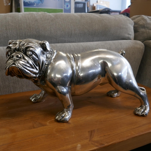 1526 - A silver painted ornamental bull dog