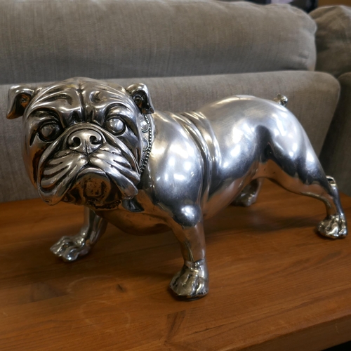 1526 - A silver painted ornamental bull dog