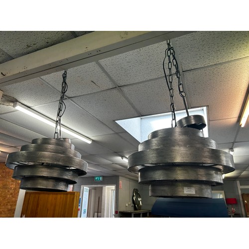 1473 - A pair of Retro style steel ceiling pendants