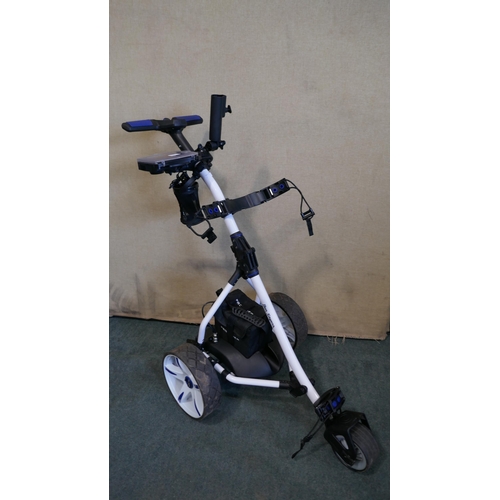 3044 - Ben Sayers white electric golf trolley with battery and charger