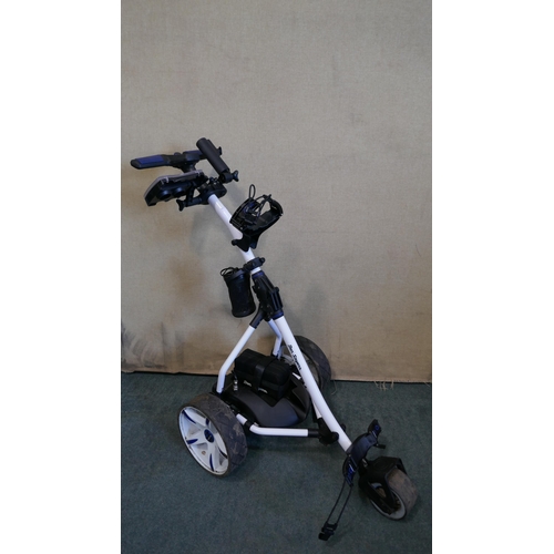 3045 - Ben Sayers white electric golf trolley with battery and charger