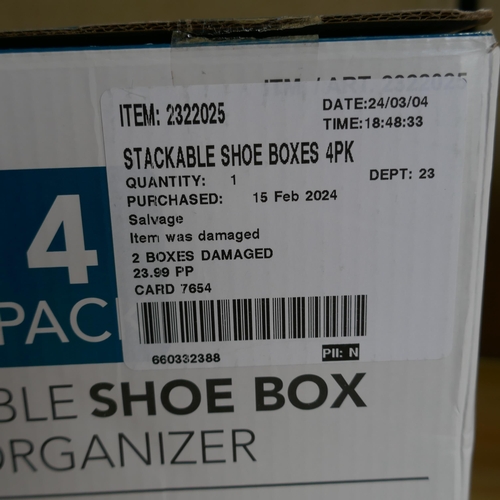 3059 - 2 x Stackable Shoe Boxes -  2 Door Access (324-288,289) *This lot is subject to vat